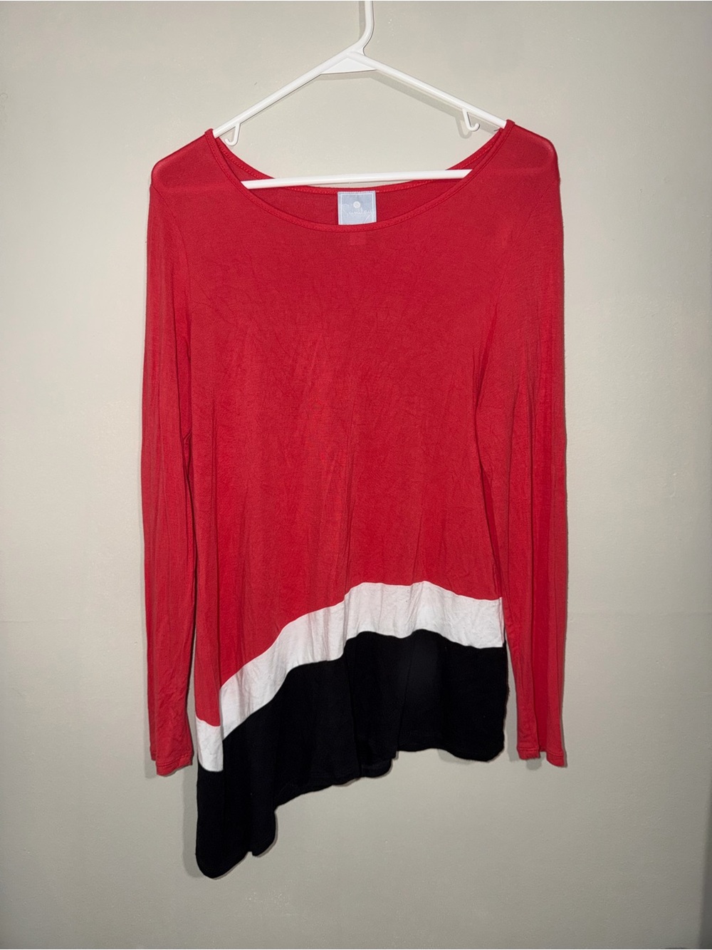 DB Sunday Red Black & White Colorblock Asymmetrical Tunic – Size M